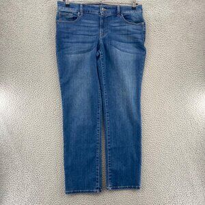 Chicos Jeans Womens 2 US 12 Blue Medium Wash Denim Straight Leg Stretch Casual